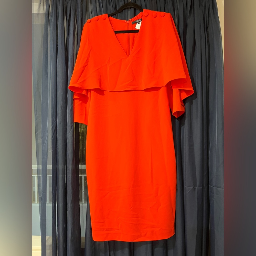 Badgley Mischka Vibrant Orange Midi Dress
